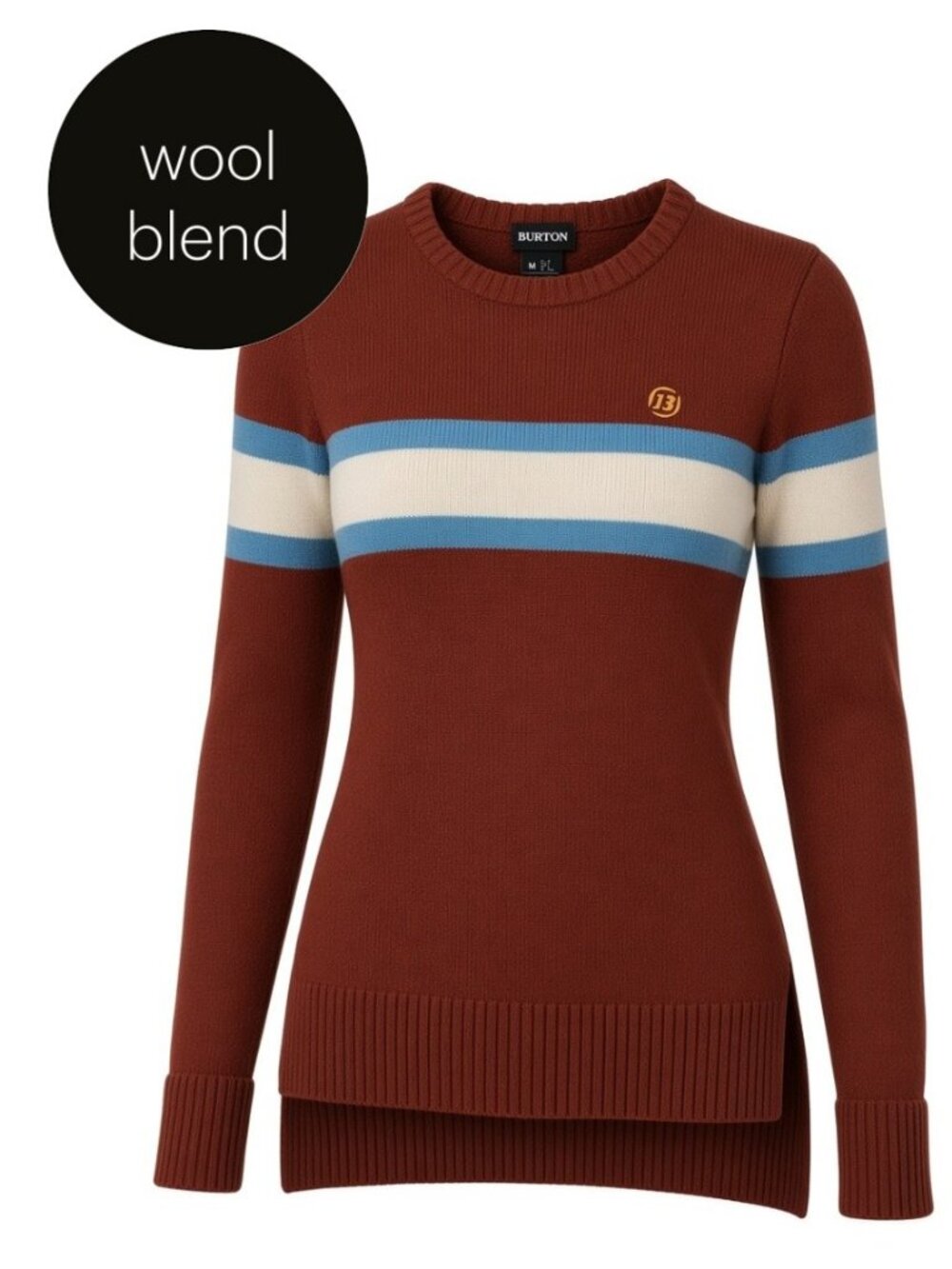 BURTON Rust Red Striped Knit Sweater Retro Crewneck Pullover m